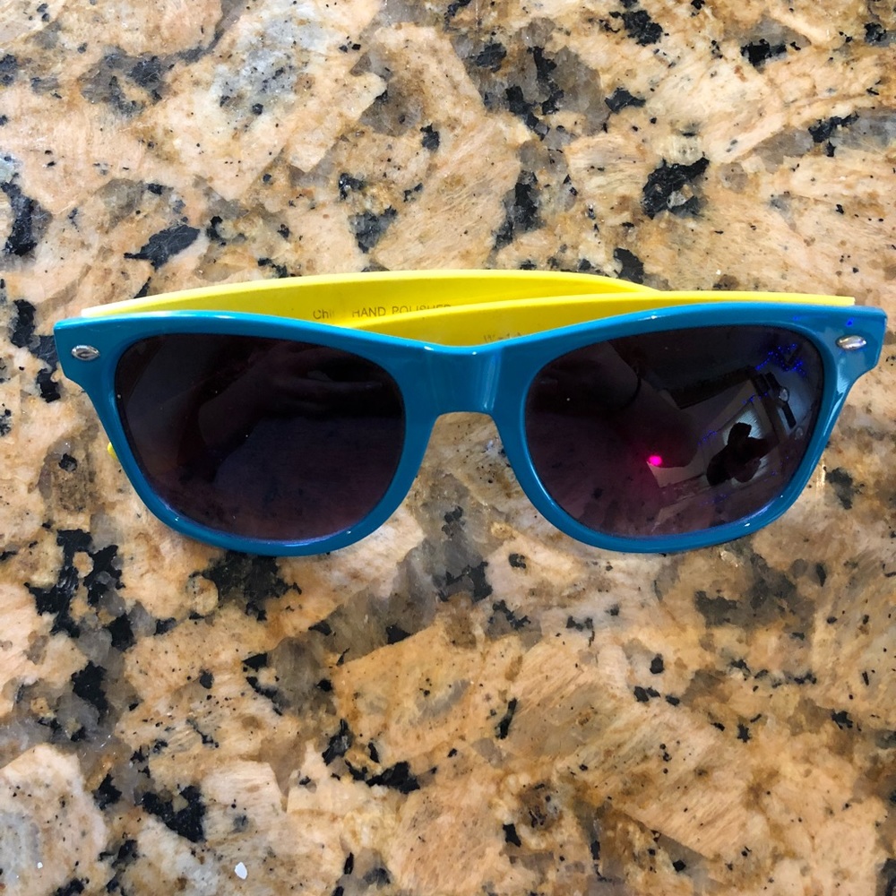 Blue and yellow sunglasses